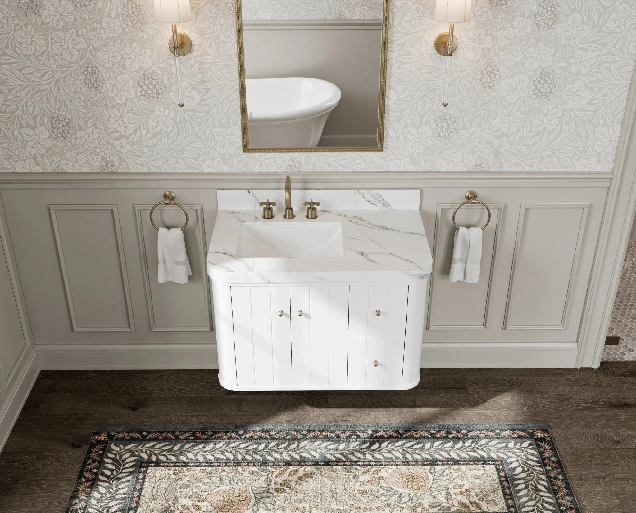 Houston Floating 36 in. W x 22 in. D Left Offset Sink Bathroom Vanity - Willow Bath and Vanity