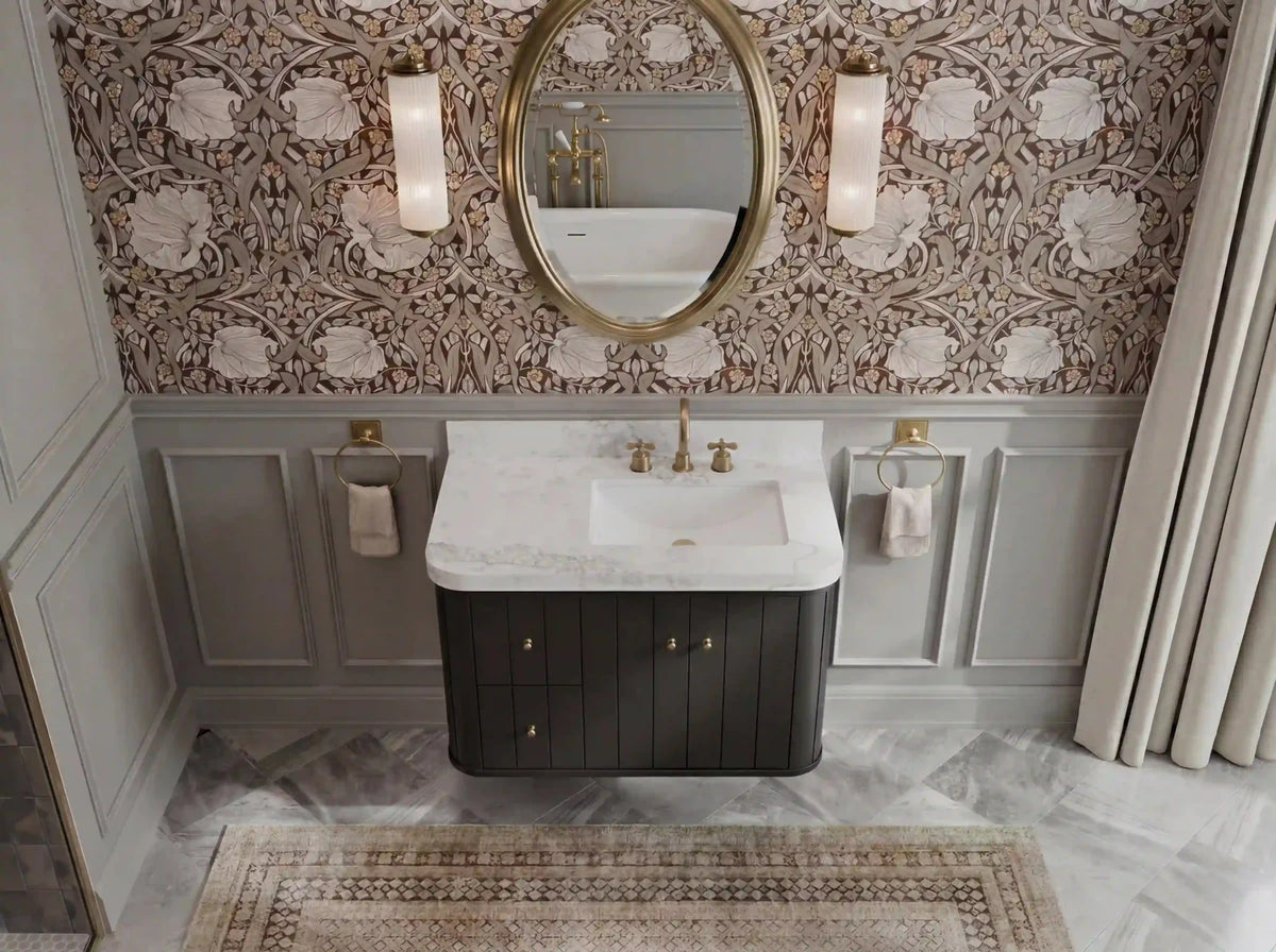 Houston Floating 36 in. W x 22 in. D Right Offset Sink Bathroom Vanity - Willow Bath and Vanity