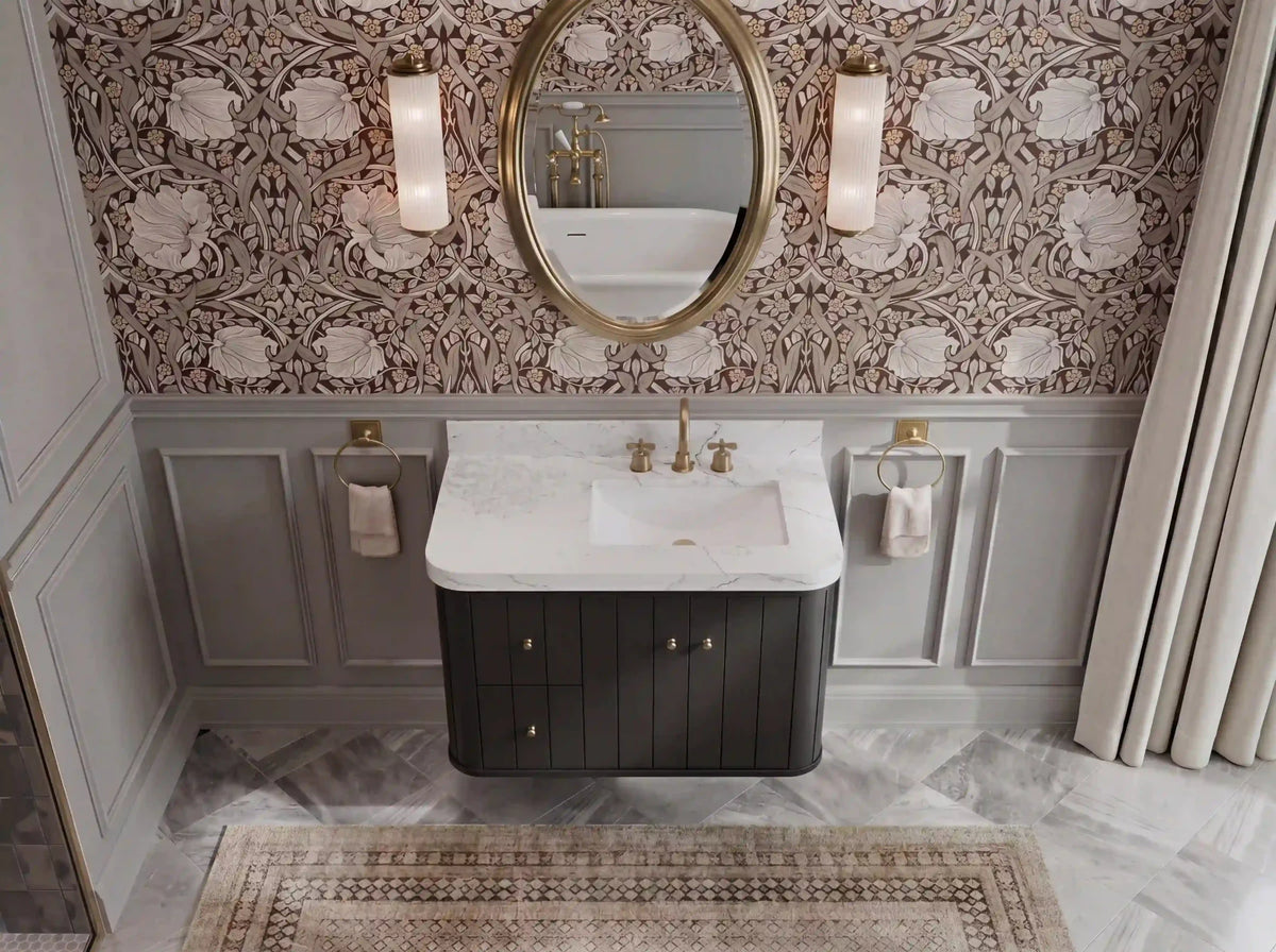 Houston Floating 36 in. W x 22 in. D Right Offset Sink Bathroom Vanity - Willow Bath and Vanity