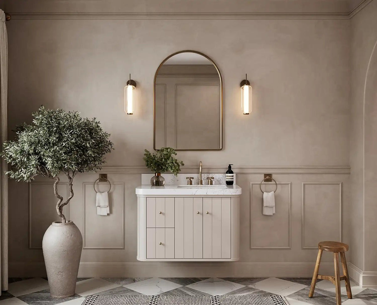 Houston Floating 36 in. W x 22 in. D Right Offset Sink Bathroom Vanity - Willow Bath and Vanity