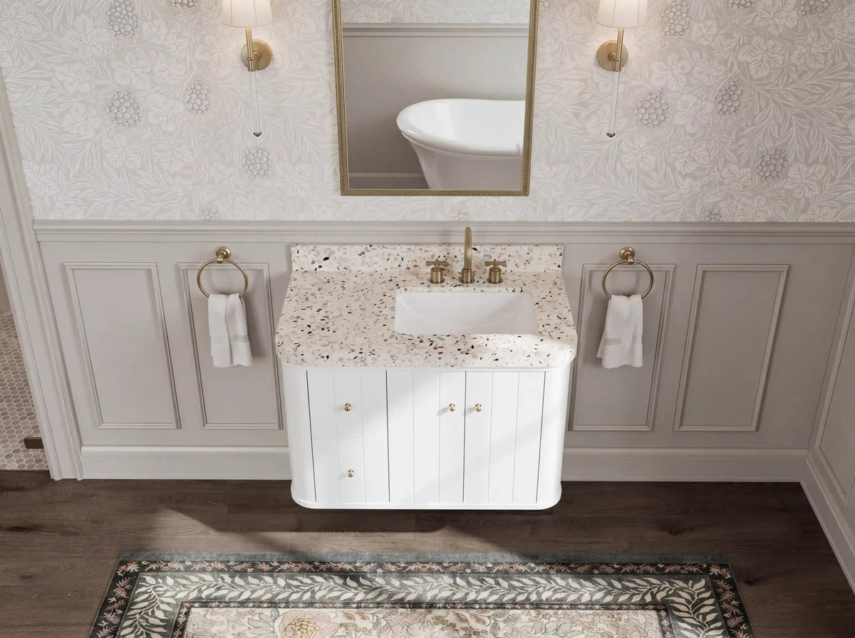 Houston Floating 36 in. W x 22 in. D Right Offset Sink Bathroom Vanity - Willow Bath and Vanity