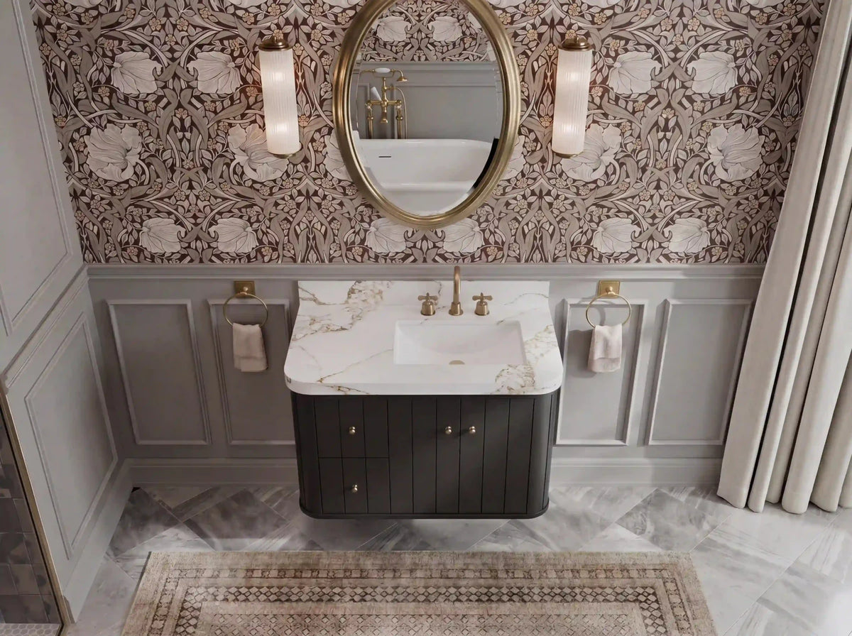 Houston Floating 36 in. W x 22 in. D Right Offset Sink Bathroom Vanity - Willow Bath and Vanity