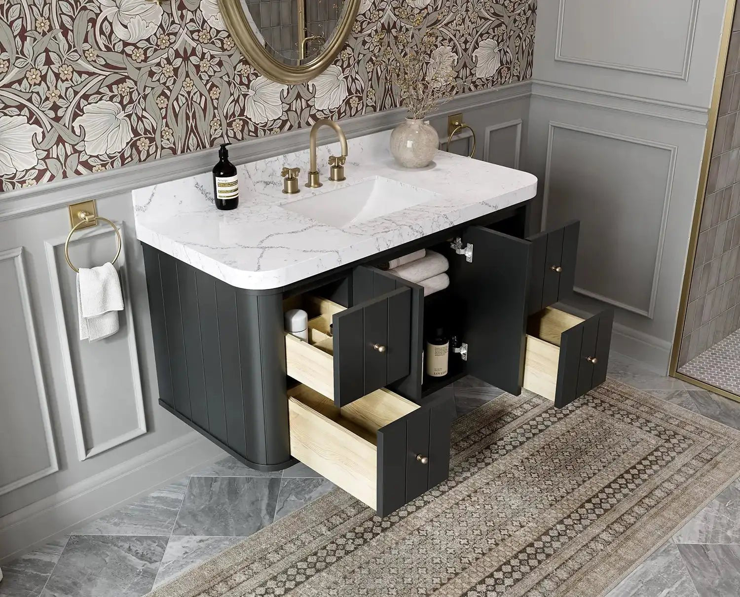 Houston Floating 48 in. W x 22 in. D Single Sink Bathroom Vanity - Willow Bath and Vanity