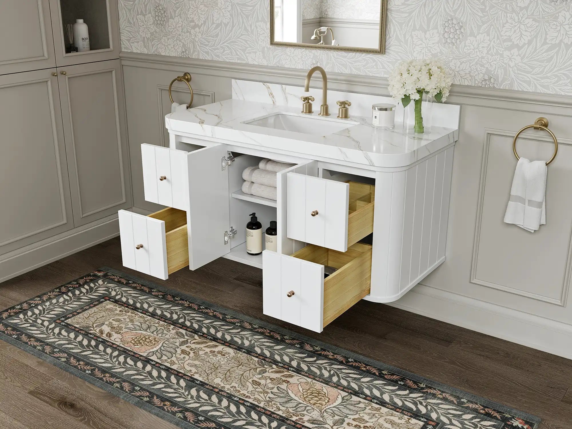 Houston Floating 48 in. W x 22 in. D Single Sink Bathroom Vanity - Willow Bath and Vanity