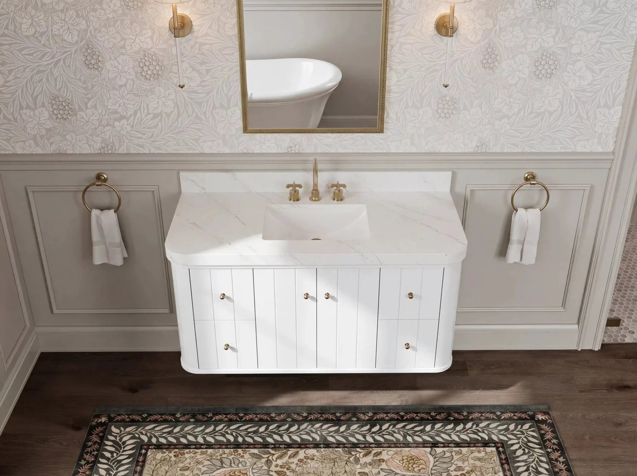 Houston Floating 48 in. W x 22 in. D Single Sink Bathroom Vanity - Willow Bath and Vanity