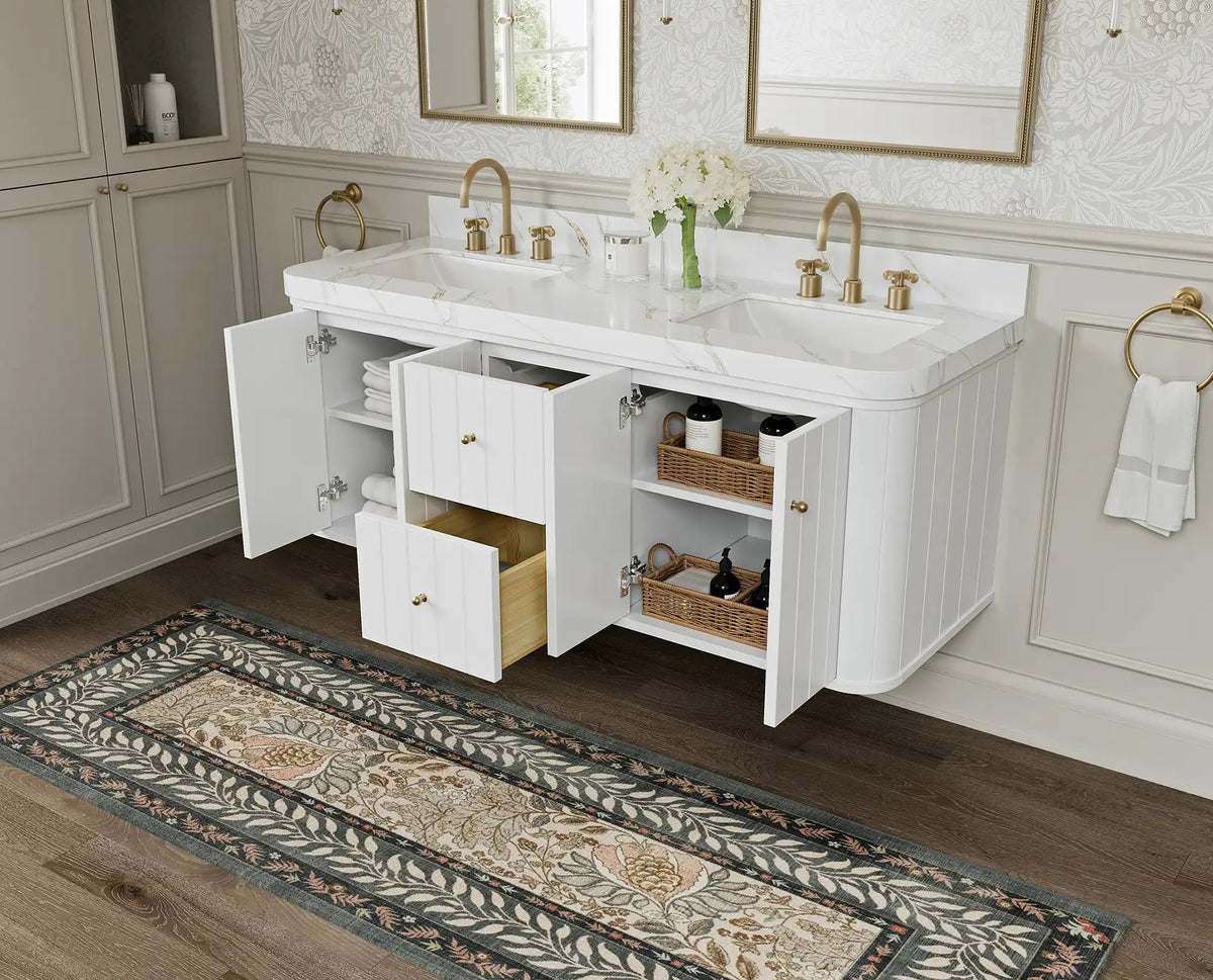 Houston Floating 60 in. W x 22 in. D Double Sink Bathroom Vanity - Willow Bath and Vanity