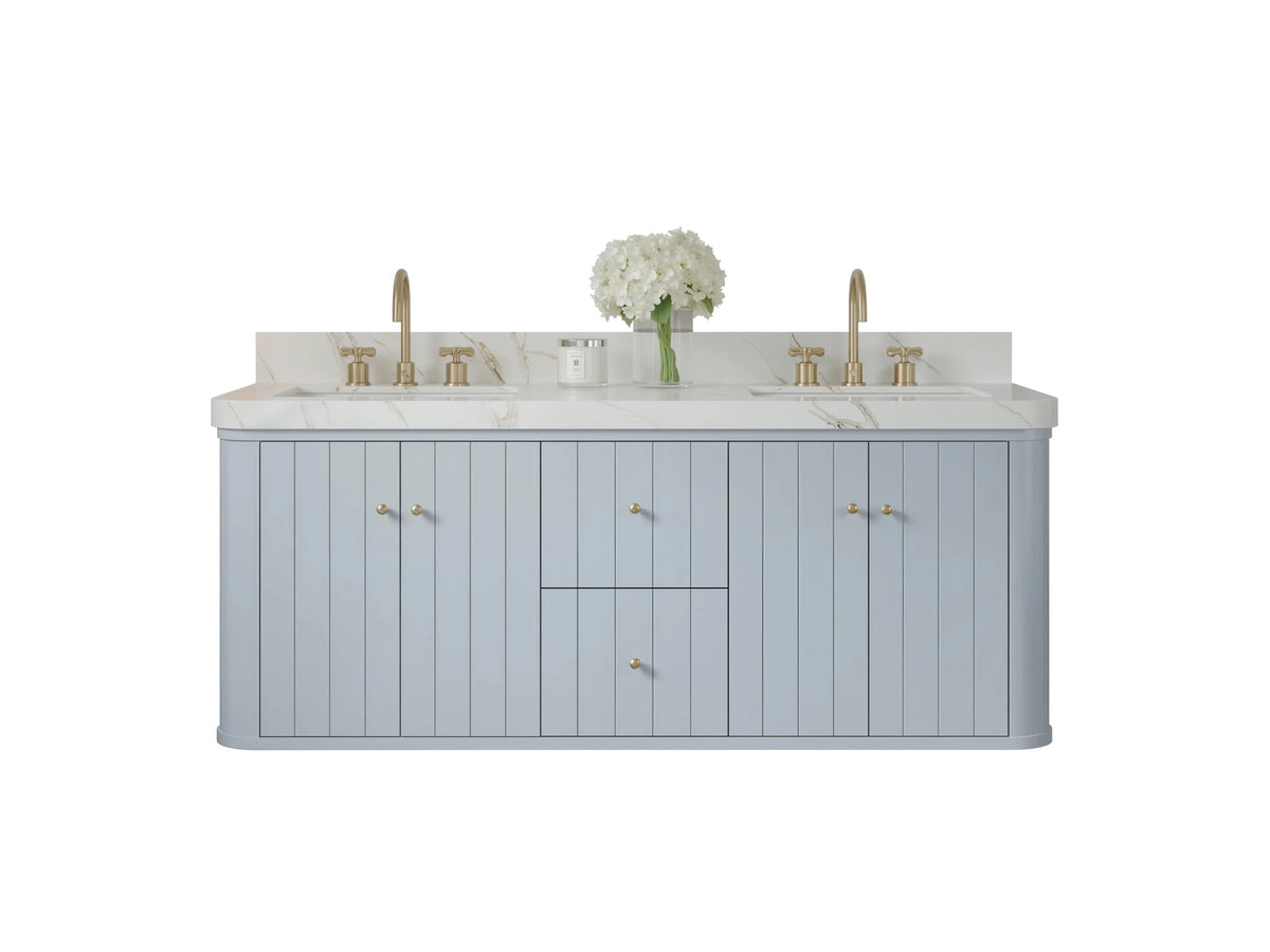 Houston Floating 60 in. W x 22 in. D Double Sink Bathroom Vanity - Willow Bath and Vanity