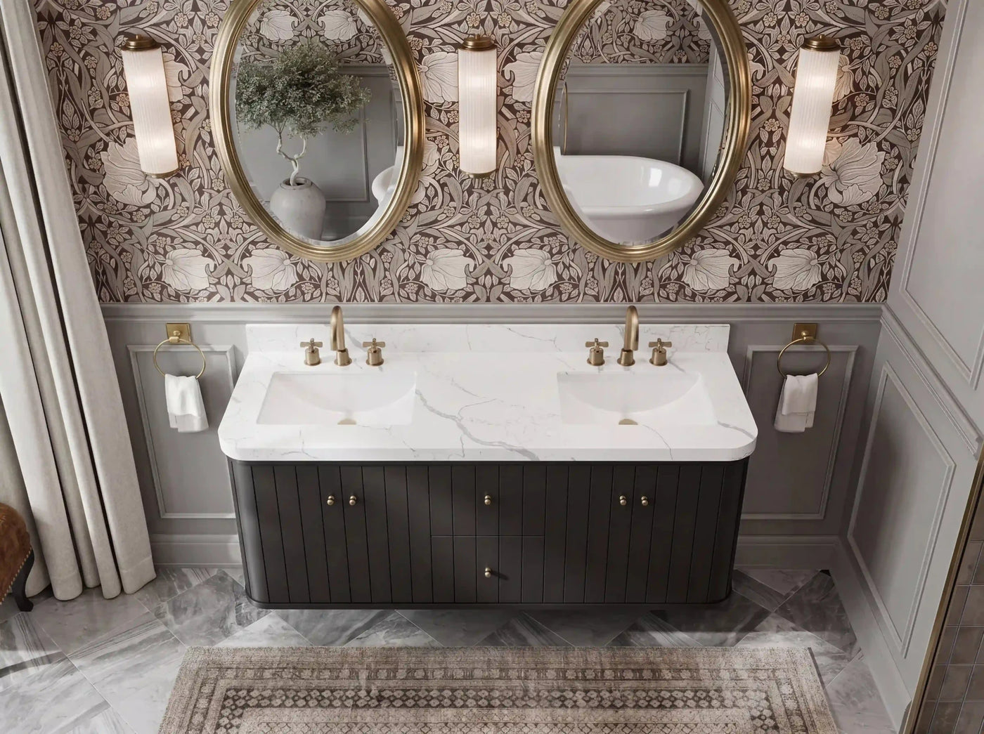 Houston Floating 60 in. W x 22 in. D Double Sink Bathroom Vanity