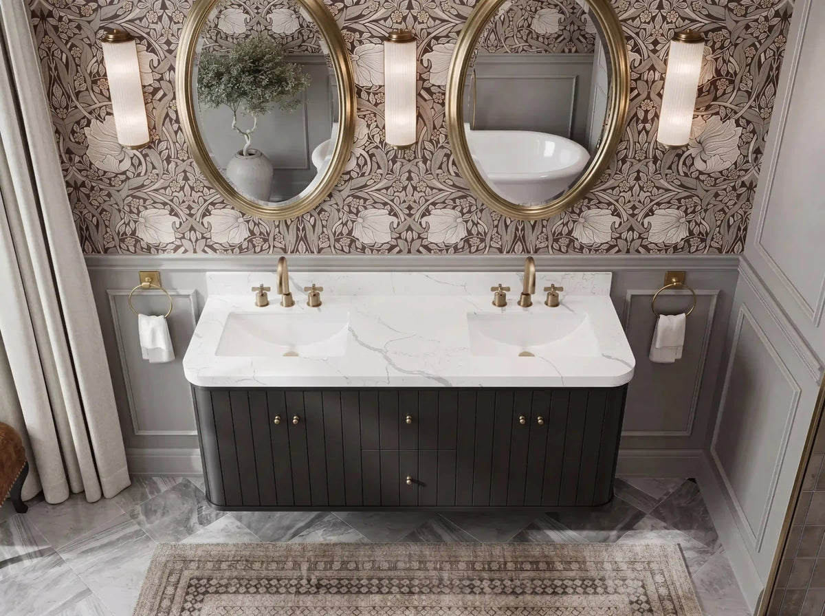 Houston Floating 60 in. W x 22 in. D Double Sink Bathroom Vanity - Willow Bath and Vanity