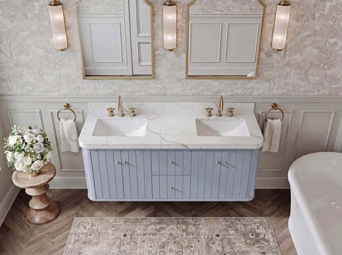 Houston Floating 60 in. W x 22 in. D Double Sink Bathroom Vanity