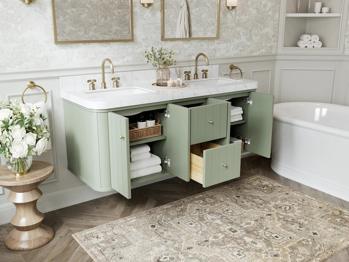 Houston Floating 60 in. W x 22 in. D Double Sink Bathroom Vanity - Willow Bath and Vanity