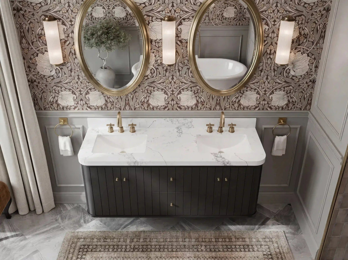 Houston Floating 60 in. W x 22 in. D Double Sink Bathroom Vanity - Willow Bath and Vanity