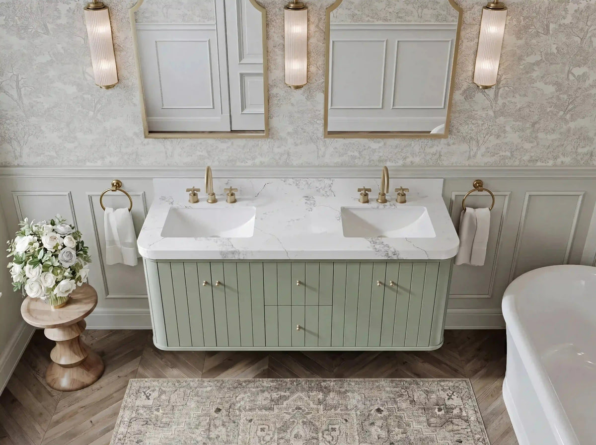 Houston Floating 60 in. W x 22 in. D Double Sink Bathroom Vanity - Willow Bath and Vanity