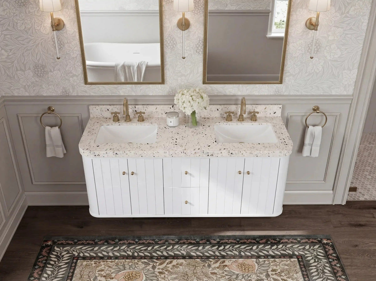 Houston Floating 60 in. W x 22 in. D Double Sink Bathroom Vanity - Willow Bath and Vanity