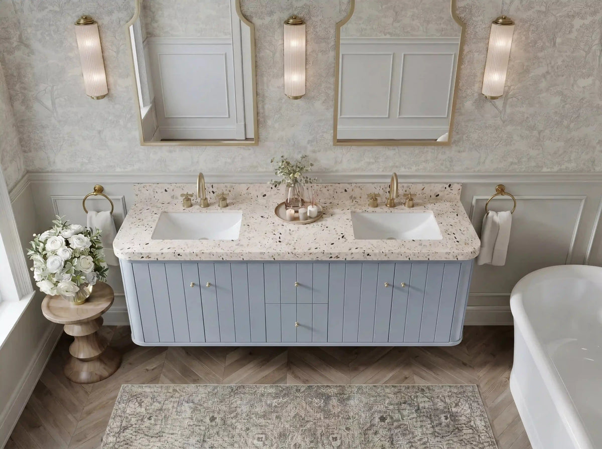 Houston Floating 72 in. W x 22 in. D Double Sink Bathroom Vanity - Willow Bath and Vanity