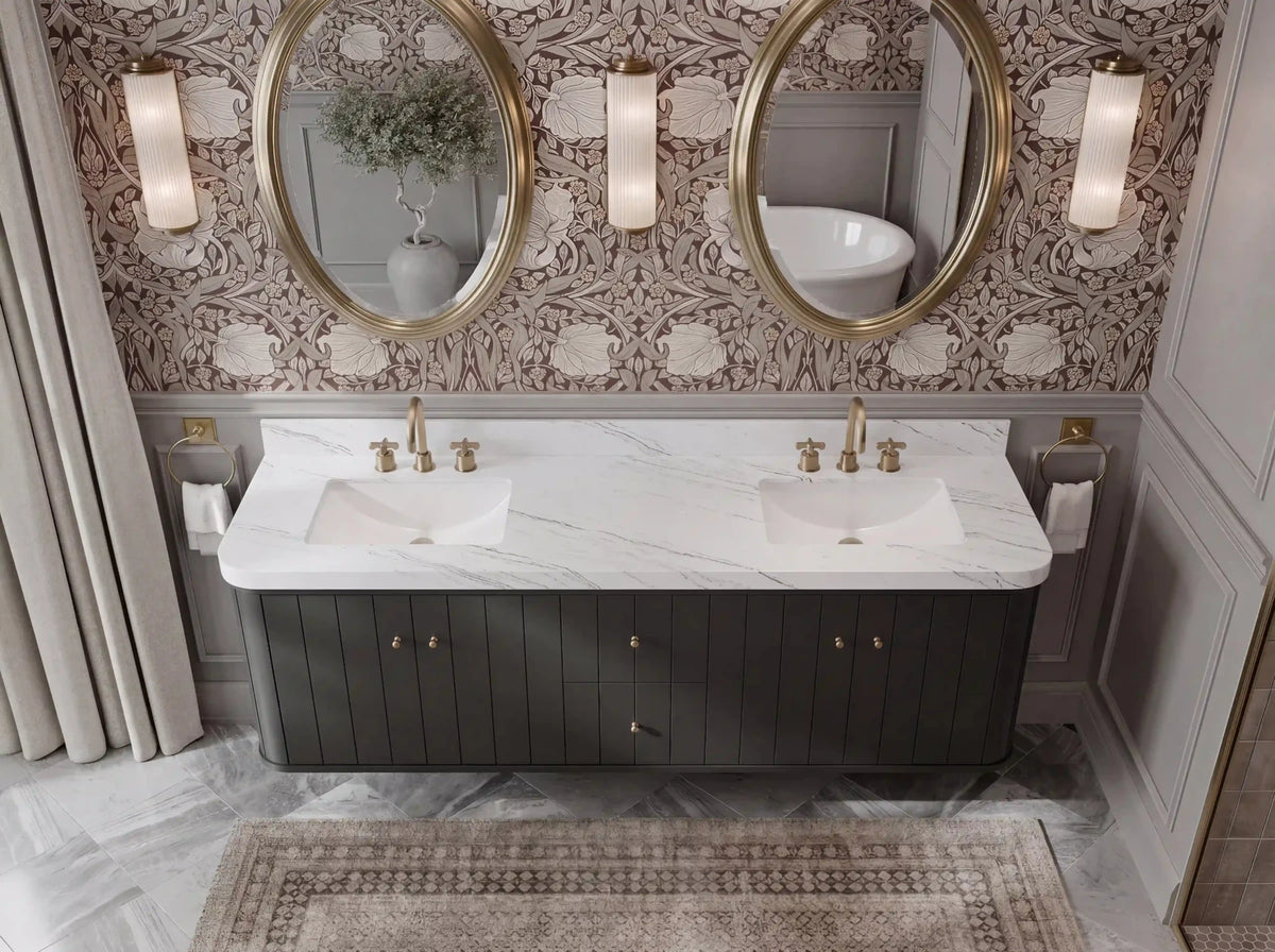 Houston Floating 72 in. W x 22 in. D Double Sink Bathroom Vanity - Willow Bath and Vanity