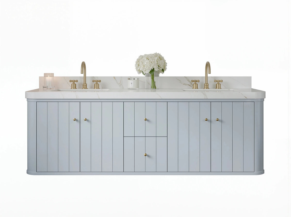 Houston Floating 72 in. W x 22 in. D Double Sink Bathroom Vanity - Willow Bath and Vanity
