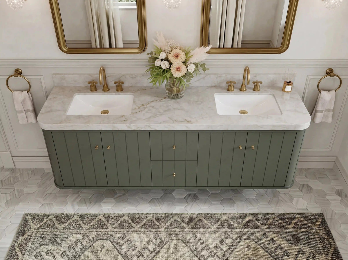 Houston Floating 72 in. W x 22 in. D Double Sink Bathroom Vanity - Willow Bath and Vanity