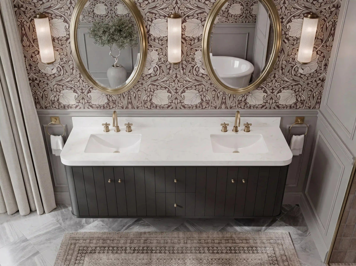 Houston Floating 72 in. W x 22 in. D Double Sink Bathroom Vanity - Willow Bath and Vanity