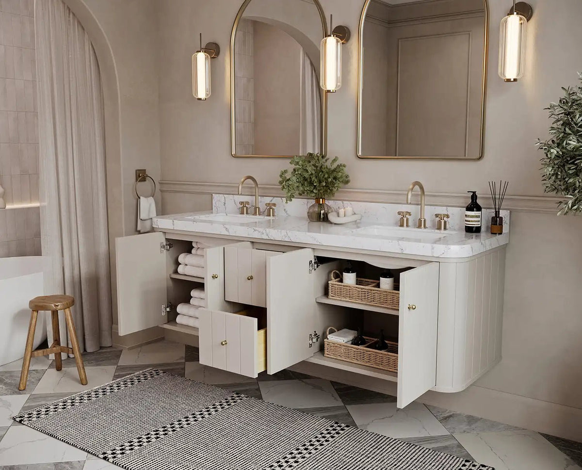 Houston Floating 72 in. W x 22 in. D Double Sink Bathroom Vanity - Willow Bath and Vanity