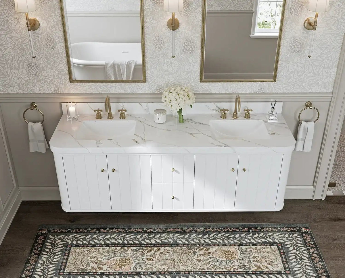Houston Floating 72 in. W x 22 in. D Double Sink Bathroom Vanity - Willow Bath and Vanity
