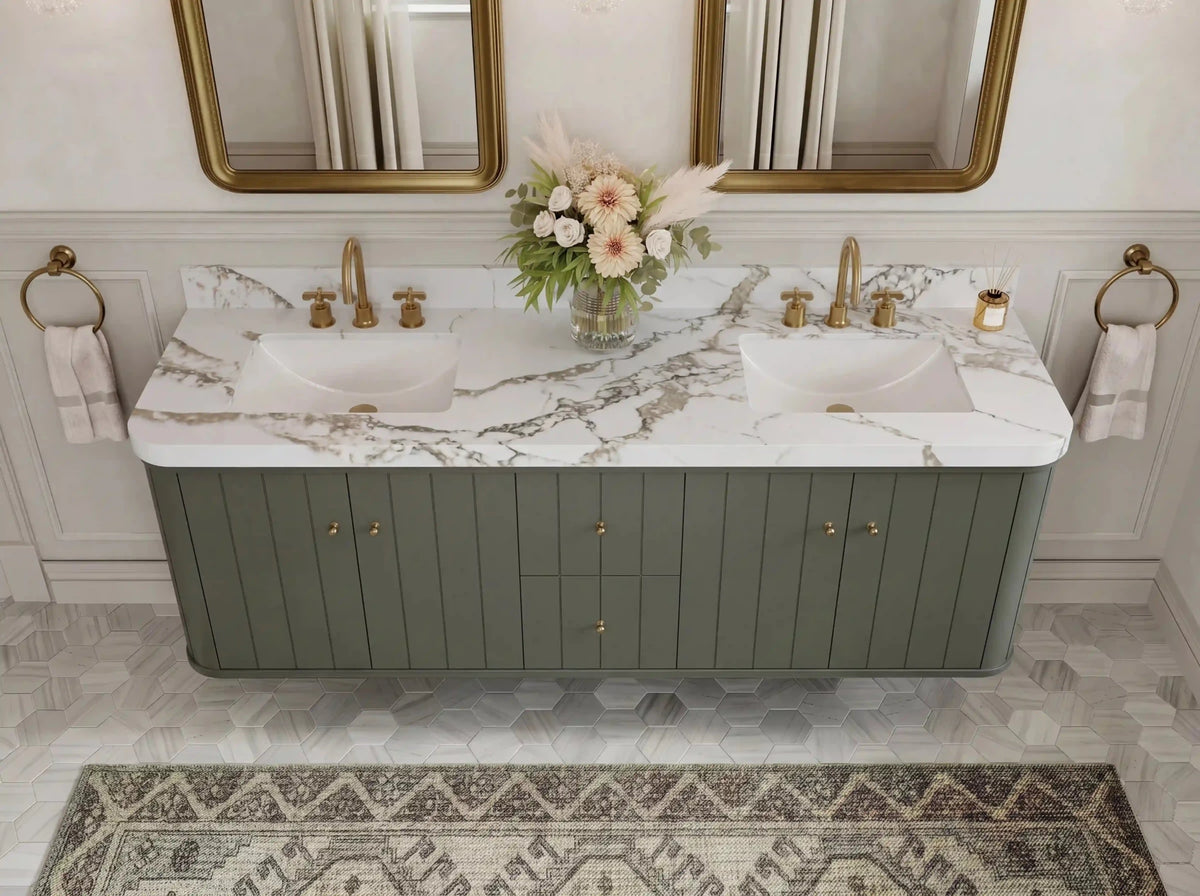 Houston Floating 72 in. W x 22 in. D Double Sink Bathroom Vanity - Willow Bath and Vanity