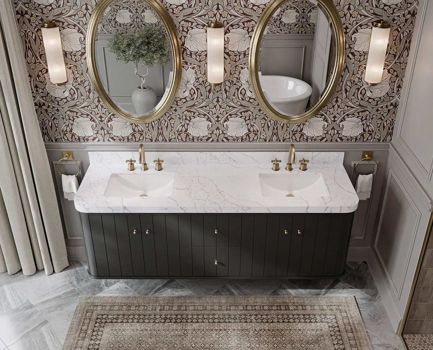 Houston Floating 72 in. W x 22 in. D Double Sink Bathroom Vanity - Willow Bath and Vanity