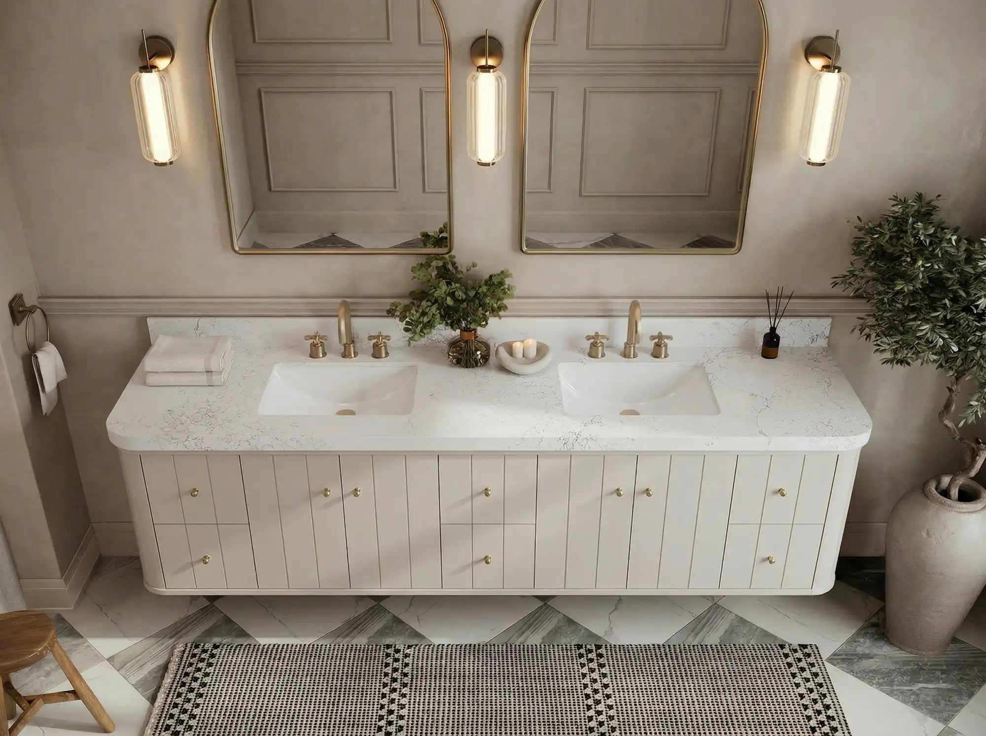 Houston Floating 84 in. W x 22 in. D Double Sink Bathroom Vanity - Willow Bath and Vanity