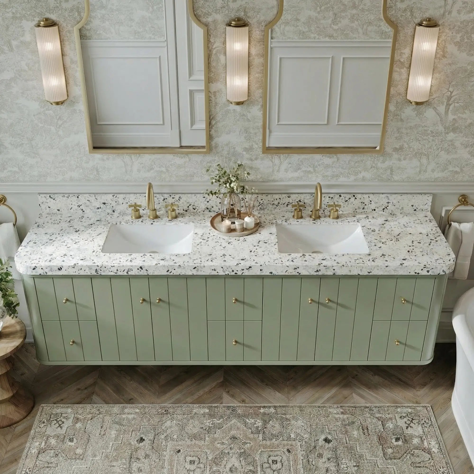 Houston Floating 84 in. W x 22 in. D Double Sink Bathroom Vanity - Willow Bath and Vanity