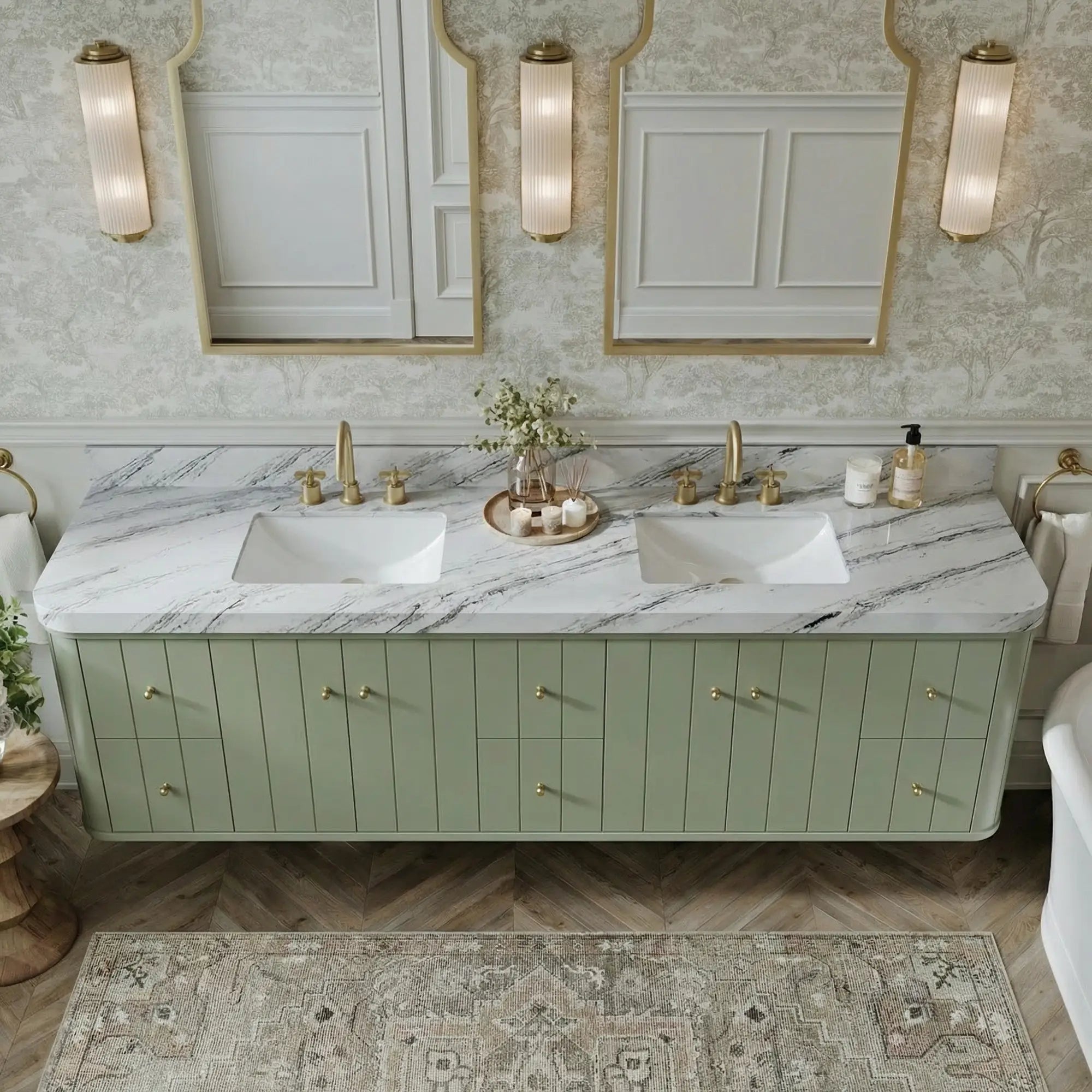 Houston Floating 84 in. W x 22 in. D Double Sink Bathroom Vanity - Willow Bath and Vanity