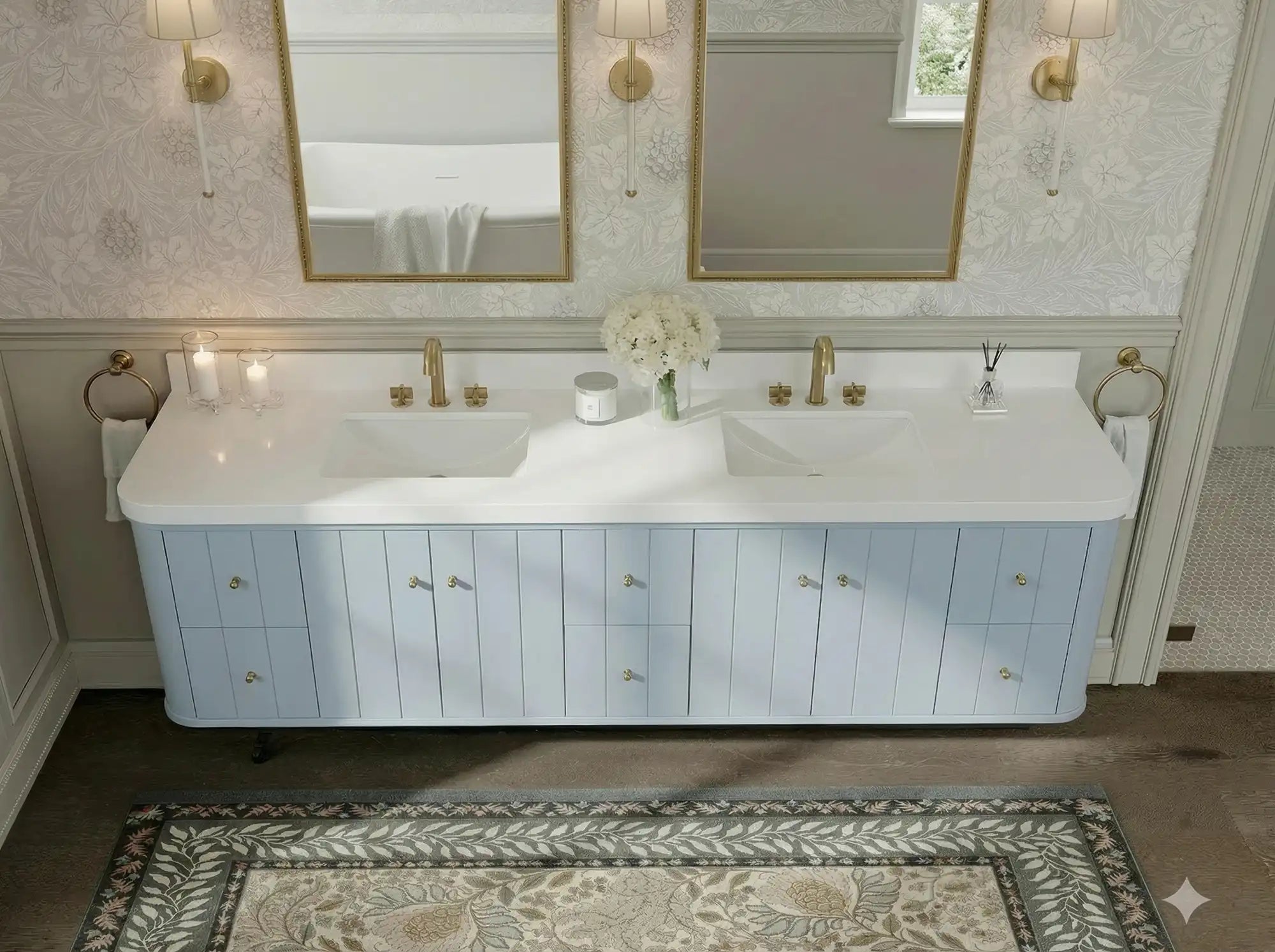 Houston Floating 84 in. W x 22 in. D Double Sink Bathroom Vanity - Willow Bath and Vanity