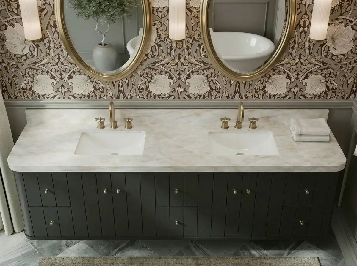 Houston Floating 84 in. W x 22 in. D Double Sink Bathroom Vanity - Willow Bath and Vanity