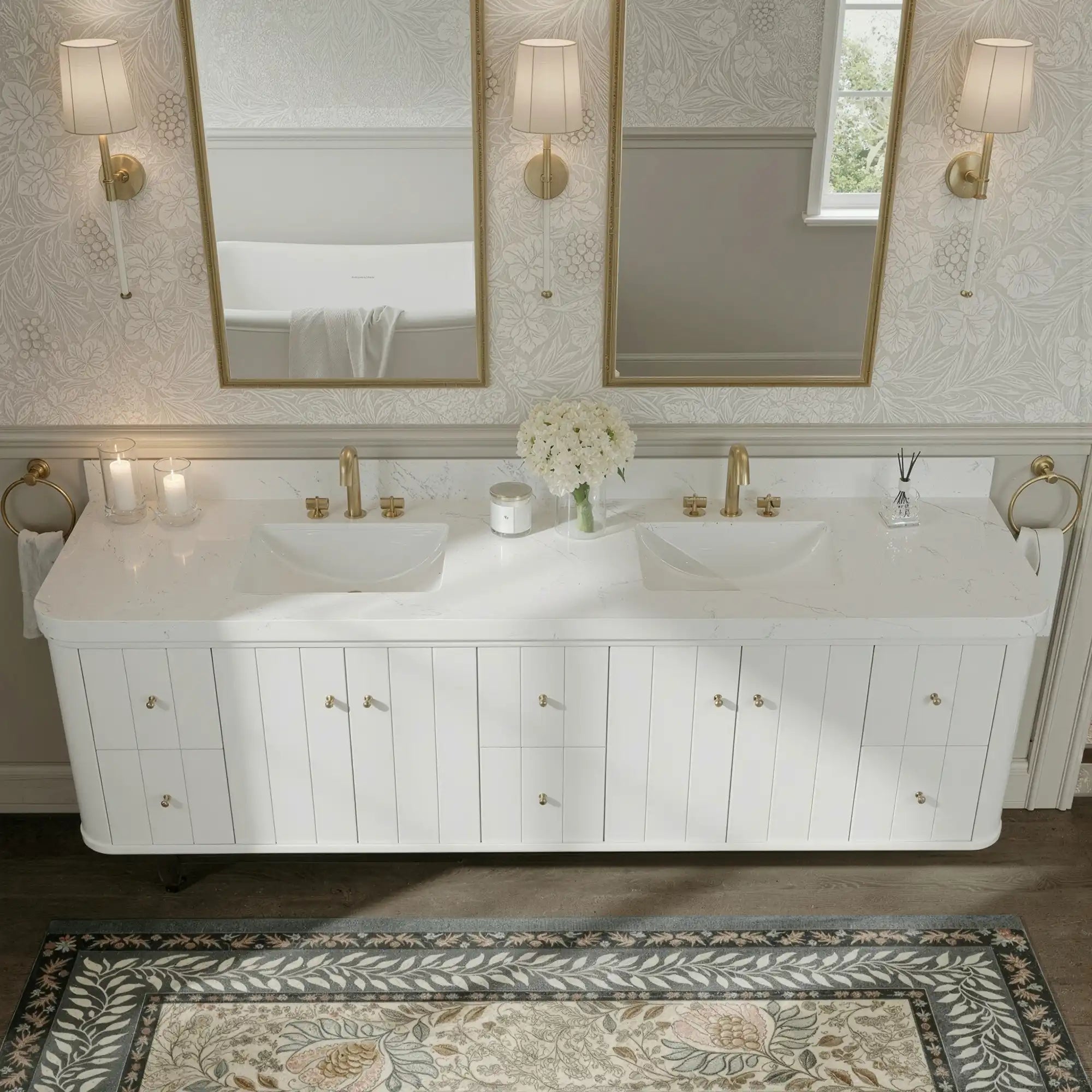 Houston Floating 84 in. W x 22 in. D Double Sink Bathroom Vanity - Willow Bath and Vanity