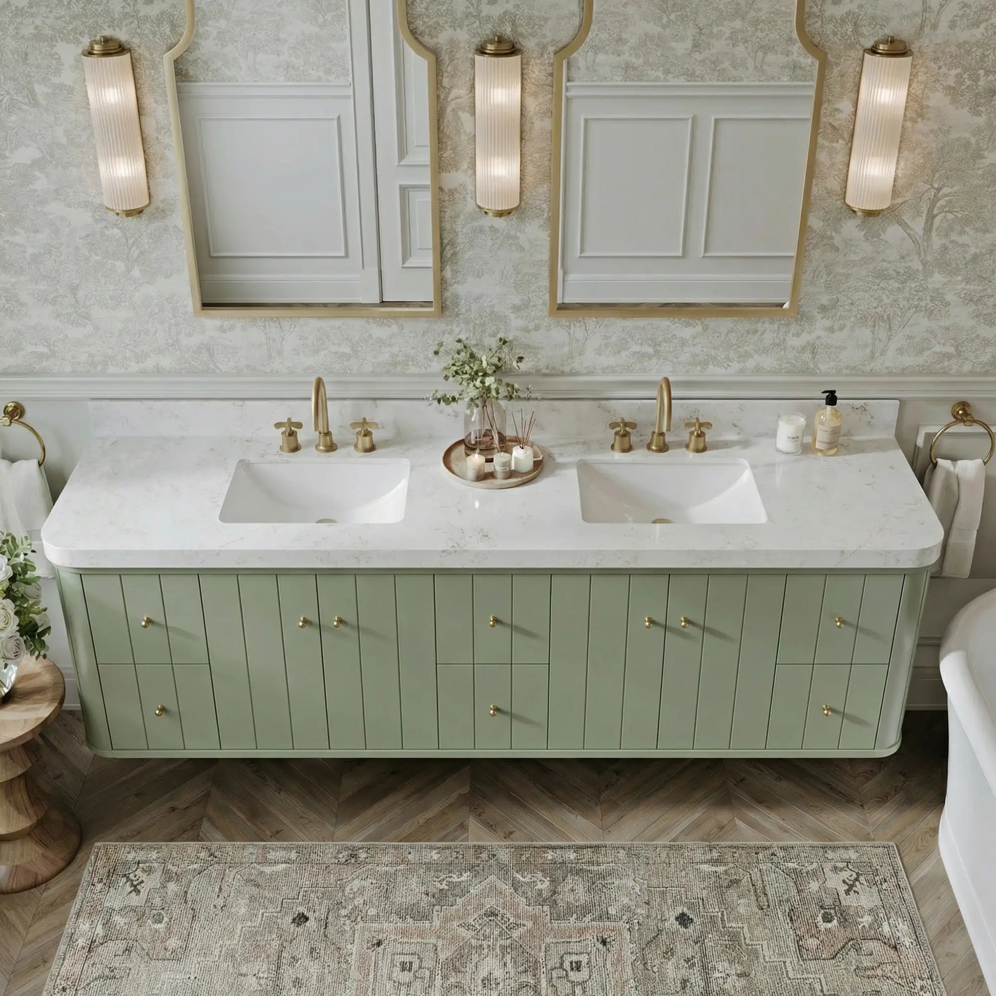 Houston Floating 84 in. W x 22 in. D Double Sink Bathroom Vanity - Willow Bath and Vanity