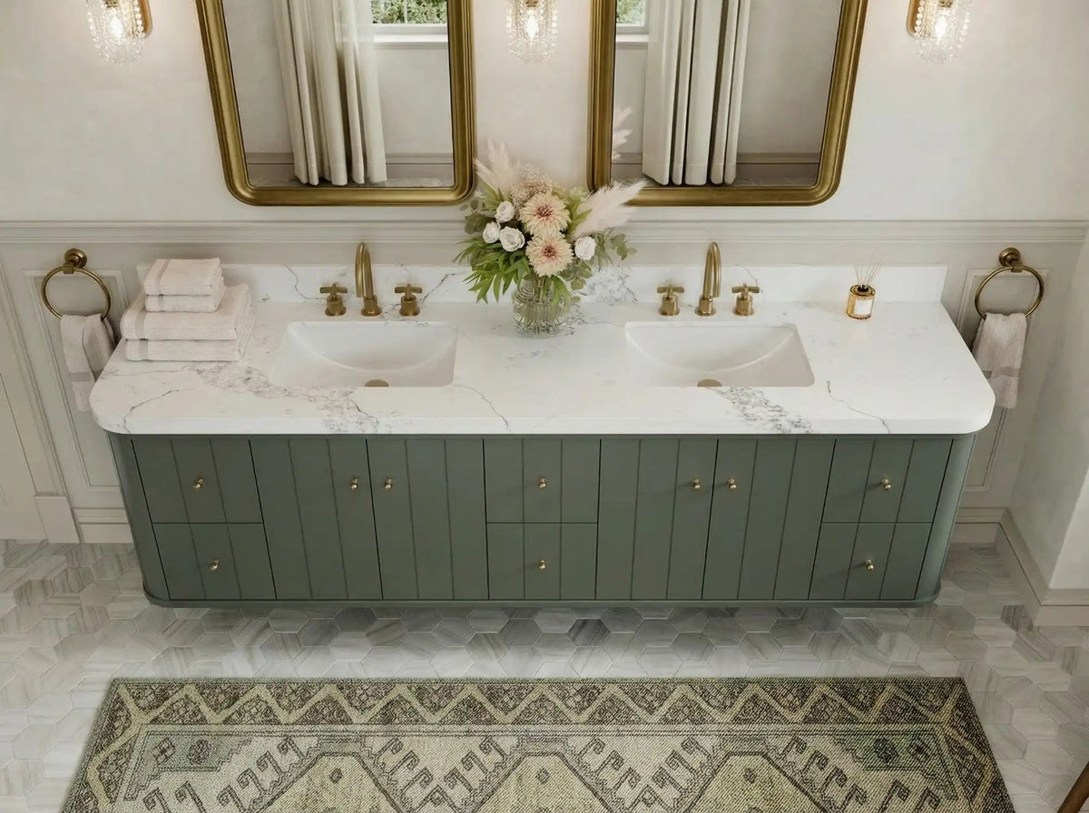 Houston Floating 84 in. W x 22 in. D Double Sink Bathroom Vanity - Willow Bath and Vanity