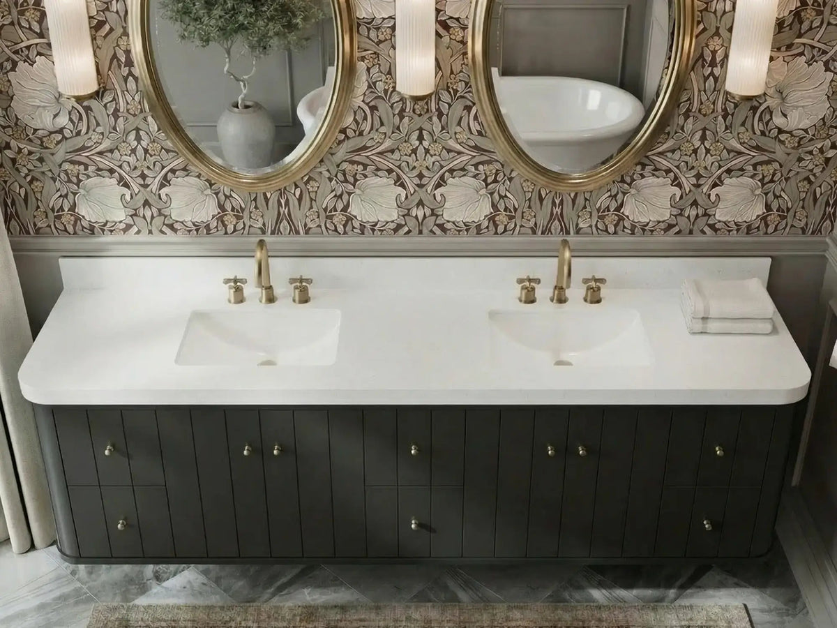 Houston Floating 84 in. W x 22 in. D Double Sink Bathroom Vanity - Willow Bath and Vanity