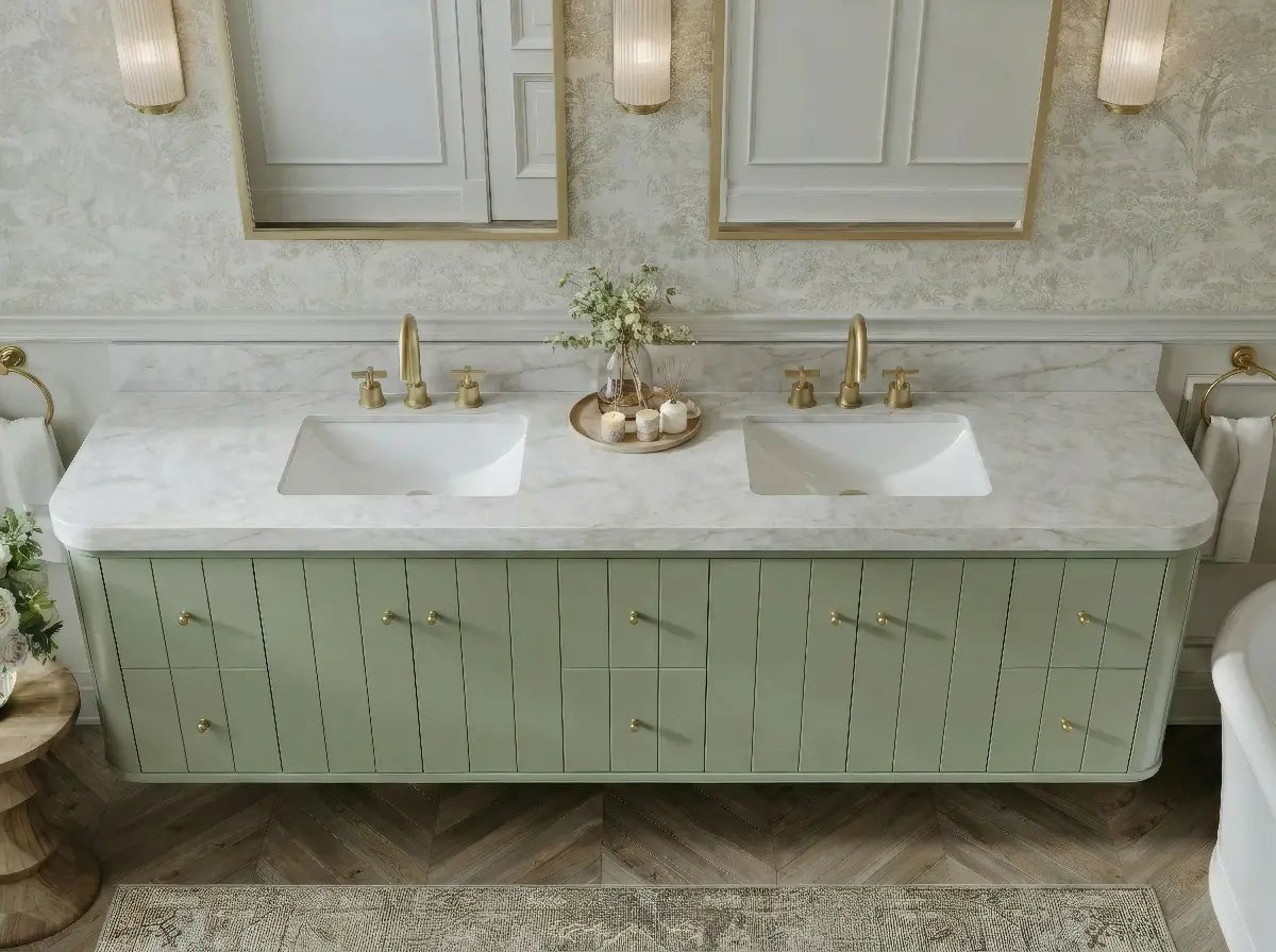 Houston Floating 84 in. W x 22 in. D Double Sink Bathroom Vanity - Willow Bath and Vanity