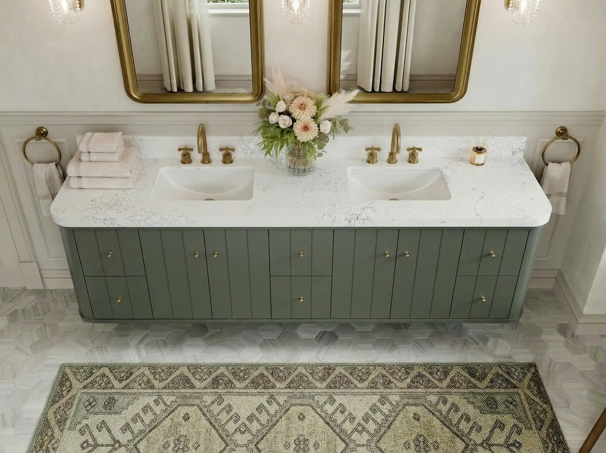 Houston Floating 84 in. W x 22 in. D Double Sink Bathroom Vanity - Willow Bath and Vanity
