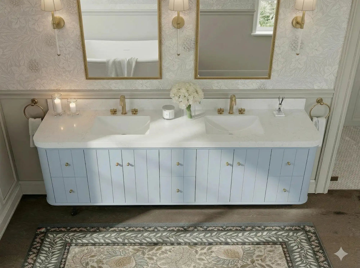 Houston Floating 84 in. W x 22 in. D Double Sink Bathroom Vanity - Willow Bath and Vanity