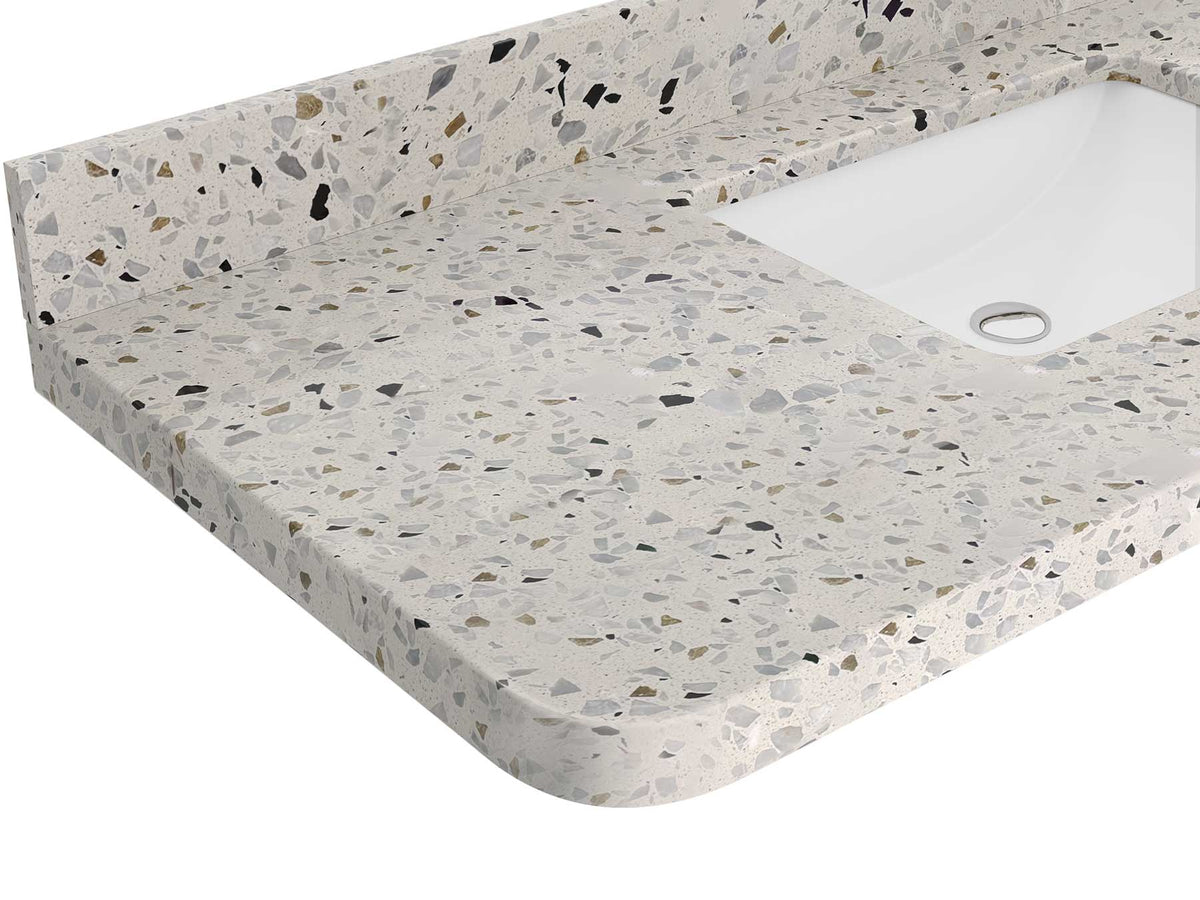 Houston White Oak 36 in. W x 22 in. D Free Standing Curved Edge Center Sink Bathroom Vanity - Willow Bath and Vanity