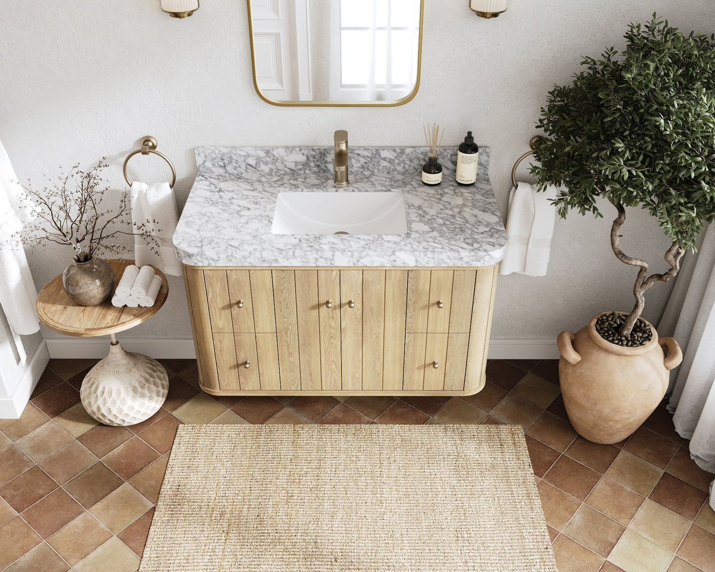 Houston Floating White Oak 42 in. W x 22 in. D Single Sink Bathroom Vanity