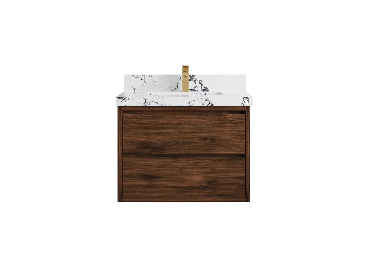 Madison Floating Teak 30 in. W x 22 in. D Single Sink Bathroom Vanity - Willow Bath and Vanity