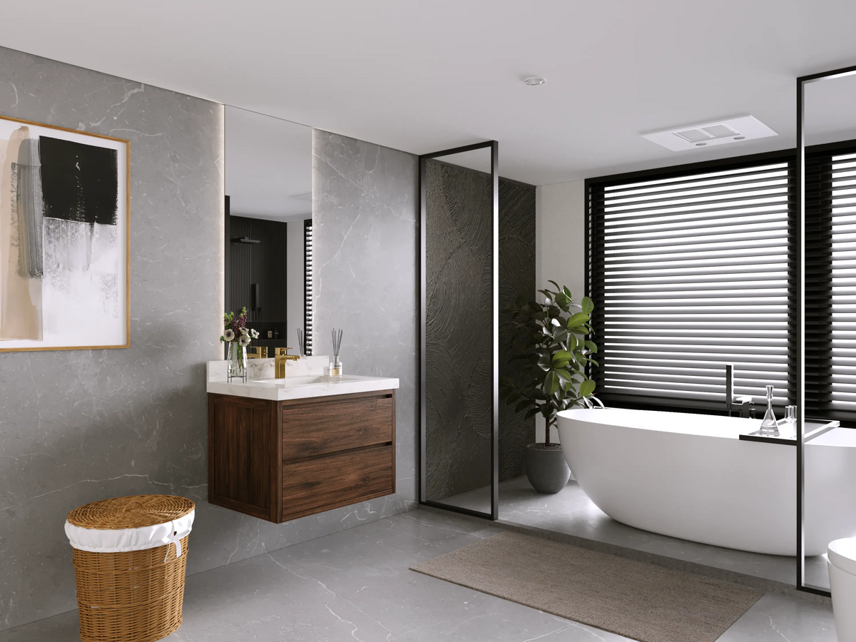 Madison Floating Teak 30 in. W x 22 in. D Single Sink Bathroom Vanity - Willow Bath and Vanity