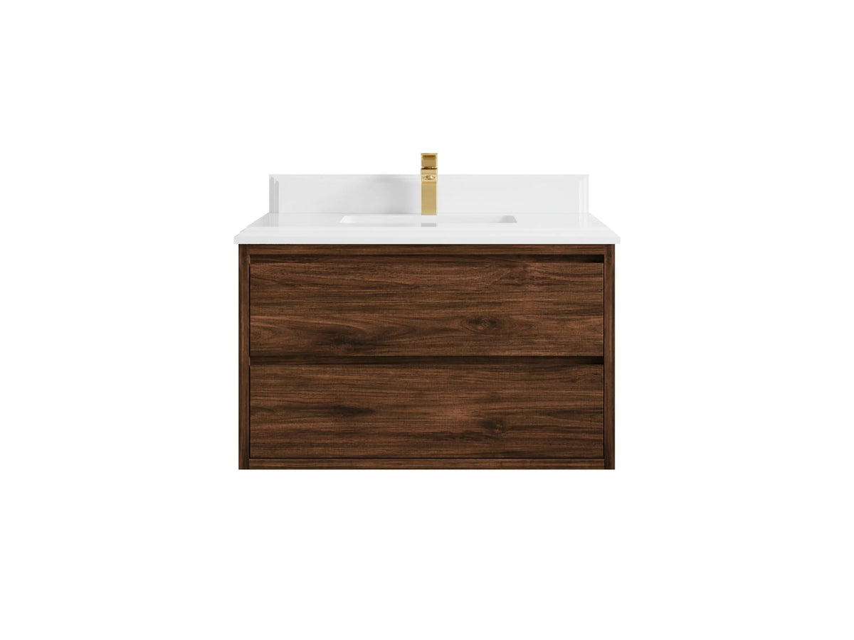 Madison Floating Teak 36 in. W x 22 in. D Center Sink Bathroom Vanity - Willow Bath and Vanity