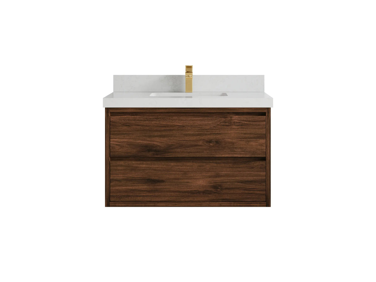 Madison Floating Teak 36 in. W x 22 in. D Center Sink Bathroom Vanity - Willow Bath and Vanity
