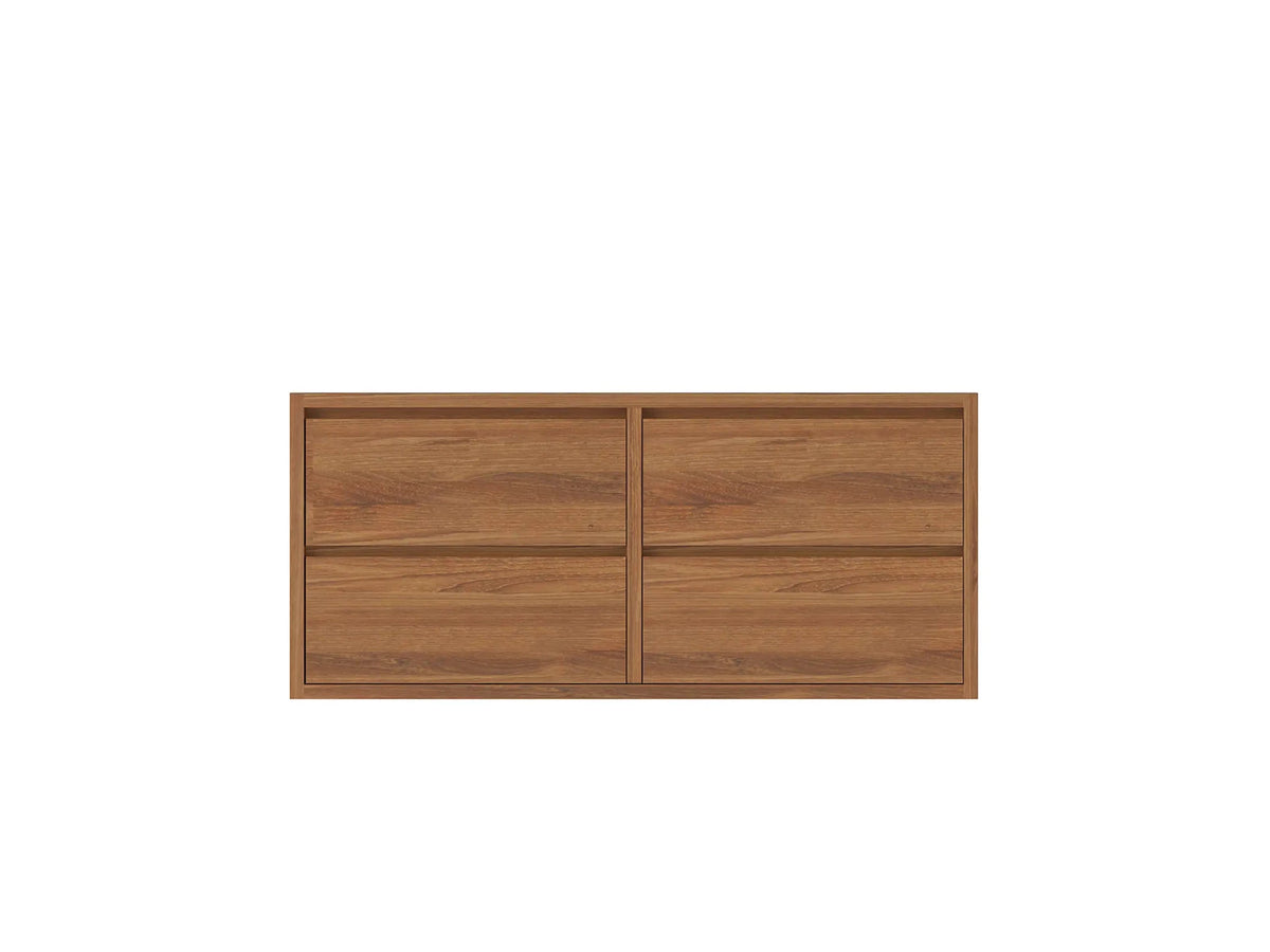 Madison Floating Teak 48 in. W x 22 in. D Double Sink Bathroom Vanity - Willow Bath and Vanity