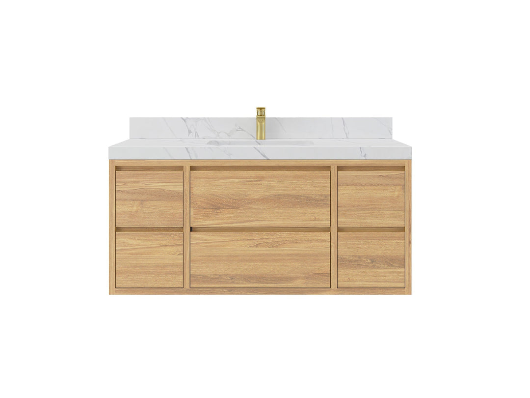Madison Floating Teak 48 in. W x 22 in. D Single Sink Bathroom Vanity - Willow Bath and Vanity