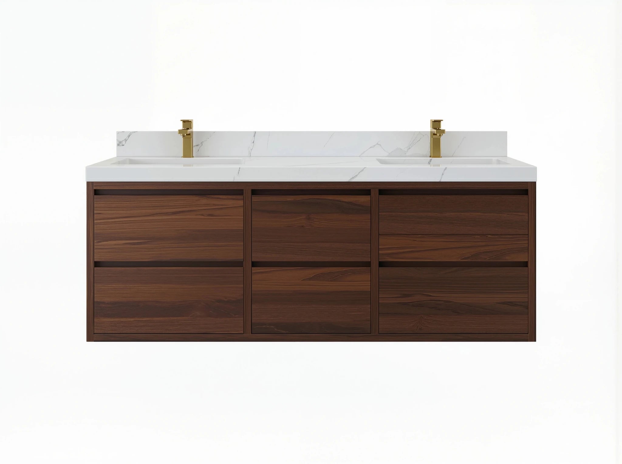 Madison Floating Teak 60 in. W x 22 in. D Double Sink Bathroom Vanity - Willow Bath and Vanity