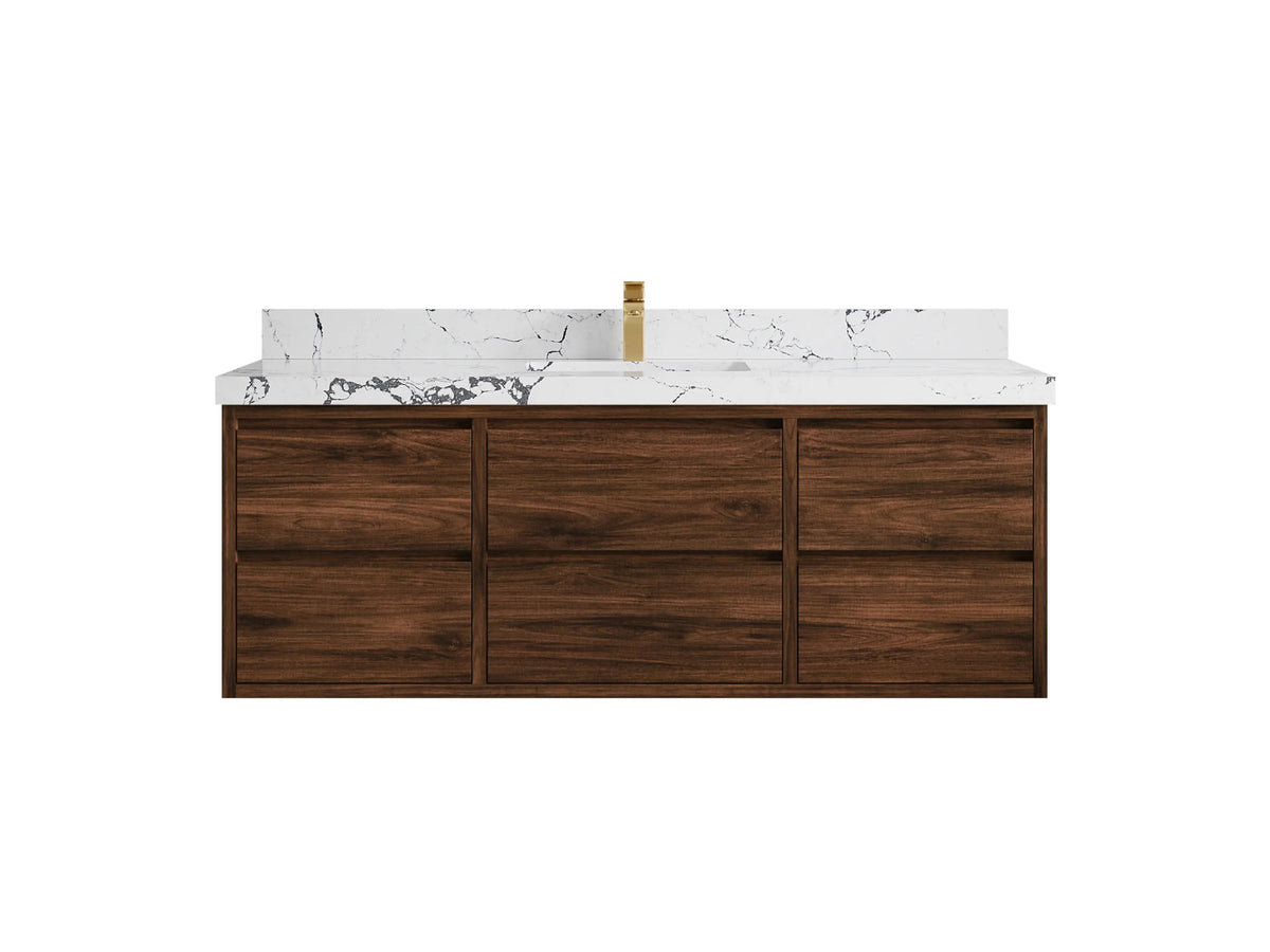 Madison Floating Teak 60 in. W x 22 in. D Single Sink Bathroom Vanity - Willow Bath and Vanity