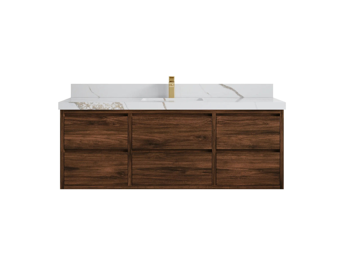 Madison Floating Teak 60 in. W x 22 in. D Single Sink Bathroom Vanity - Willow Bath and Vanity